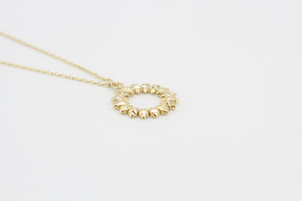 Golden Sunwheel Pendant Necklace