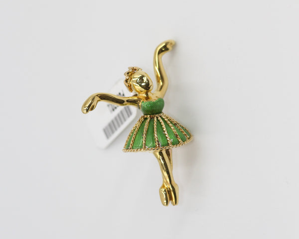 Green Dress Ballerina Figure Pendant